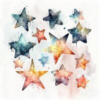 Aquarell bunt Sterne. Illustration ai generativ foto