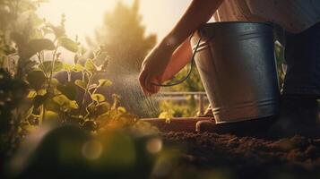 Gartenarbeit Hintergrund. Illustration ai generativ foto