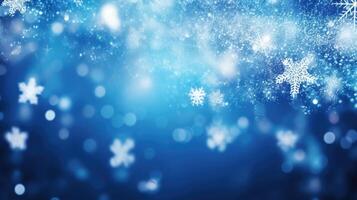 Blau Winter Schnee Hintergrund. Illustration ai generativ foto