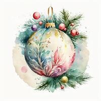 Aquarell Weihnachten Ball Dekoration. Illustration ai generativ foto