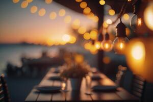 Beleuchtung im Sommer- Strand Cafe. Illustration ai generativ foto