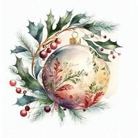 Aquarell Weihnachten Ball Dekoration. Illustration ai generativ foto