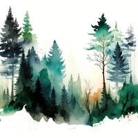Aquarell Grün Wald. Illustration ai generativ foto