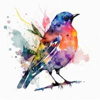 Aquarell bunt Vogel. Illustration ai generativ foto