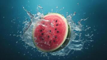 Wassermelone im Wasser. Illustration ai generativ foto