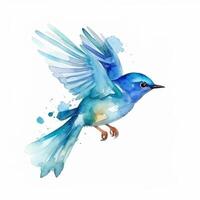 Aquarell Blau Vogel. Illustration ai generativ foto