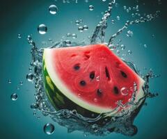 Wassermelone im Wasser. Illustration ai generativ foto