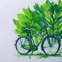 Aquarell Welt Fahrrad Tag Öko Grün Transport Konzept ai generiert foto