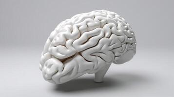 Mensch Gehirn auf Weiß Hintergrund 3d machen. ai generiert foto