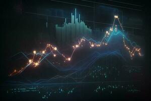 finanziell steigend Graph und Diagramm, Lager Markt, Konzept von erfolgreich Handel ai generiert foto