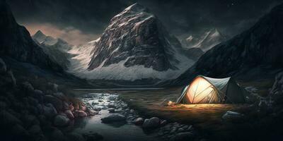 Camping im Berge ai generiert foto