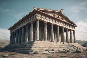 Senke von das Tempel. uralt griechisch Tempel. neural Netzwerk ai generiert foto