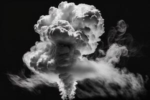 generativ ai ein bunt Weiß Rauch Wolke ist gezeigt im diese Bild, es sieht aus mögen es ist schwebend im das Luft und ist sehr dunkel und Blau und Gelb, mit ein schwarz Hintergrund. foto