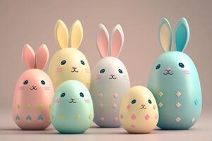 Hase süß Pastell- farbig Ostern Eier generativ ai. Frühling Konzept Ostern Eier mit süß Hase Innerhalb Ei. foto