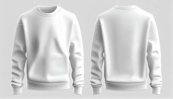 Sweatshirt drucken Attrappe, Lehrmodell, Simulation, 3d machen, Vorderseite und zurück, Kopieren Raum, generativ ai foto