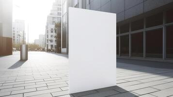 generativ ai, realistisch Straße groß Plakatwand oder Poster spotten oben leer zum Präsentation Werbung. draussen Zeichen leer im das futuristisch Stadt, Geschäft Konzept foto