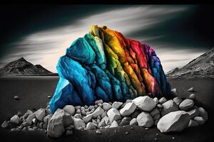 holographisch bunt Stein und einfarbig Landschaft. generativ ai foto