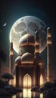 islamisch Nuancen Hintergrund mit Moschee und Mond. ai generativ foto