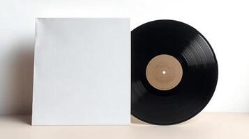Vinyl Aufzeichnung und Podcast CD Startseite Attrappe, Lehrmodell, Simulation auf Weiß Hintergrund, generativ ai foto