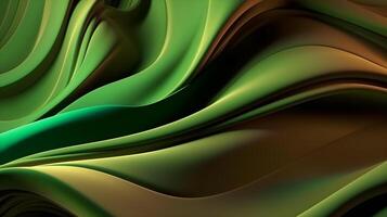 abstrakt Hintergrund mit 3d Grün Gradient Seide Stoff ,generativ ai foto