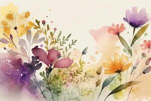 Aquarell bunt Blumen Hintergrund, generativ ai. foto