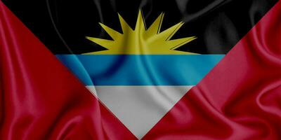 realistisch winken Flagge von Antigua und Barbuda, 3d Illustration foto