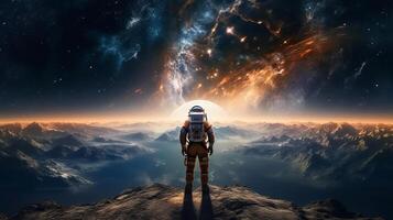 Astronaut im Raum. Illustration ai generativ foto