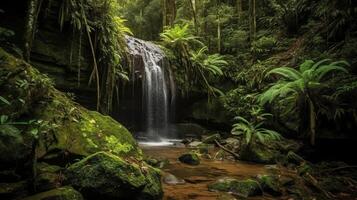 Wasserfall im ein tropisch wild. kreativ Ressource, ai generiert foto