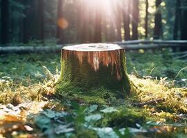 natürlich Podium im Wald. Illustration ai generativ foto