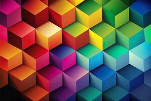 abstrakt Regenbogen farbig geometrisch Hintergrund, mit viele von Kopieren Raum. Regenbogen von bunt Blöcke abstrakt Hintergrund. generativ ai abstrakt geometrisch Mosaik Regenbogen. foto
