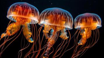 viele klein Qualle Aurelia Aurita im Meer Illustration ai generativ foto