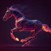 3d Rendern von ein Pferd mit ein Mähne und Mähne., ai generativ Bild foto