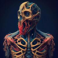 Mensch Skelett Anatomie. 3d Illustration. 3d CG. hoch Auflösung., ai generativ Bild foto