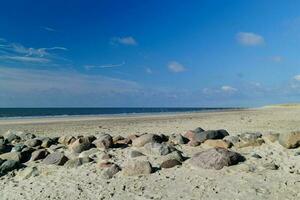 das endlos Strand beim das Nord Meer hvidbjerg stranden blavand Dänemark foto