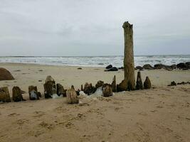 das endlos Strand beim das Nord Meer hvidbjerg stranden blavand Dänemark foto