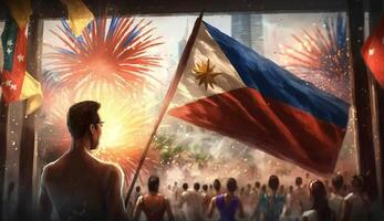 glücklich National Urlaub. gefeiert jährlich auf Juni 12 im philippinisch. ai generiert. foto