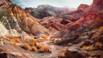 Raum Berg Wüste Landschaft von Neu Planet generativ ai foto