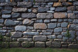 Hintergrund von Stein Mauer Textur. schließen oben von grau Stein Mauer. generativ ai foto