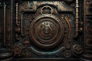 dunkel scifi Steampunk Textur Hintergrund Design. ai generiert foto