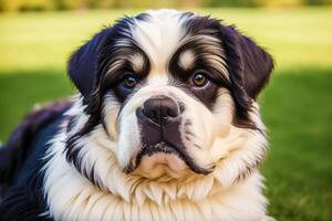 Heilige bernard Hund. Porträt von ein schön Heilige bernard Hund spielen im das Park. generativ ai foto