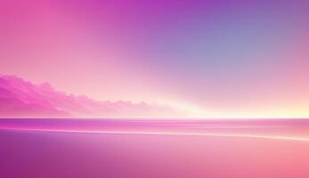 generativ ai, schön Gradient Szene Landschaft mit Licht Rosa Farbe, horizontal Hintergrund. abstrakt Hintergrund mit Wolken und Horizont foto