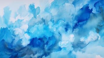 neugierig Aquarell Schatten wolkig und defokussiert wolkig Blau Himmel Einrichtung. Illustration, ai generiert foto