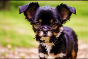 süß affenpinscher Hund Stehen im das Park. generativ ai foto