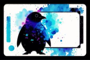 Illustration von ein Pinguin auf abstrakt Aquarell Hintergrund. Aquarell malen. Digital Kunst, generativ ai foto