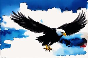Illustration von ein Adler auf abstrakt Aquarell Hintergrund. Aquarell malen. Digital Kunst, generativ ai foto