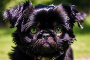 süß affenpinscher Hund Stehen im das Park. generativ ai foto