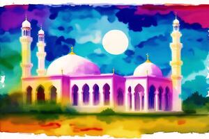 schön alt Moschee. islamisch Hintergrund. eid-al-adha. Ramadan. Kopieren Raum. generativ ai foto