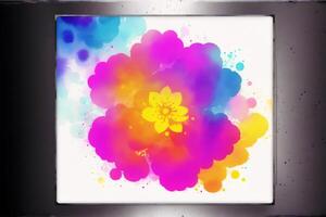 abstrakt Blumen- Hintergrund mit Aquarell Spritzer. Gänseblümchen Blume auf Aquarell Hintergrund. Aquarell malen. Digital Kunst, generativ ai foto