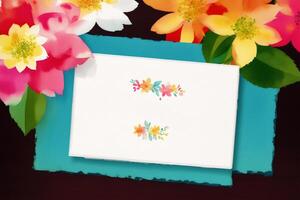 Mütter Tag Postkarte. Aquarell Hand gemalt Blumen- rahmen. Gruß Karte. Aquarell malen. Digital Kunst, generativ ai foto