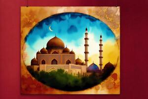 schön alt Moschee. islamisch Hintergrund. eid-al-adha. Ramadan. Kopieren Raum. generativ ai foto